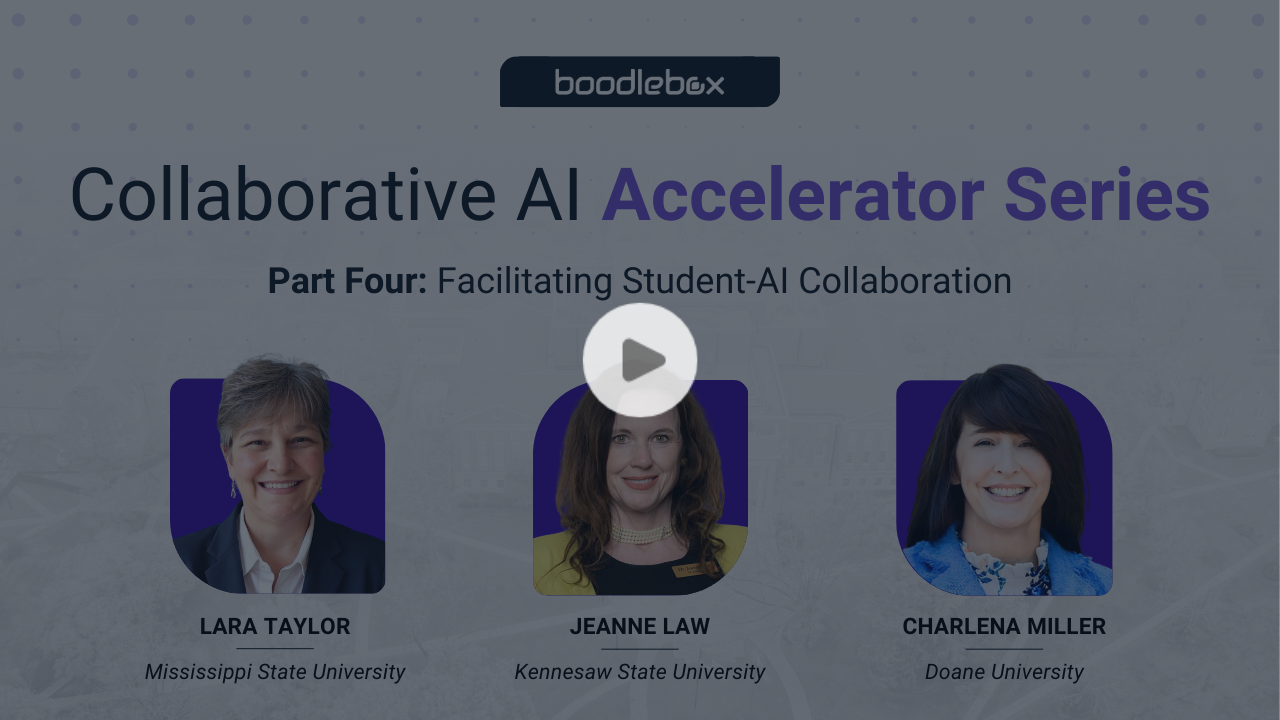 <h4>Facilitating Student-AI Collaboration</h4><span>Webinar<br><strong>March 11, 2025</strong></span> <br><b>View Recording</b>