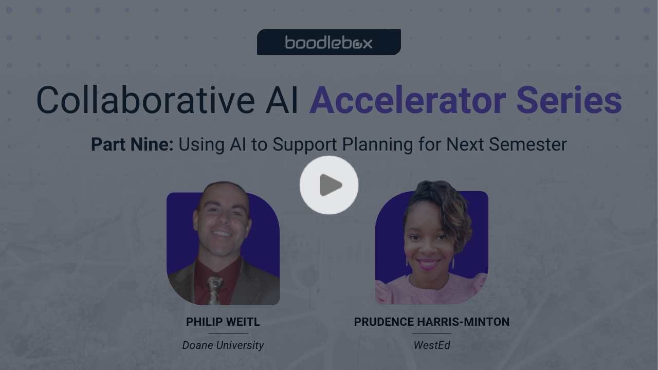 <h4>Using AI to Support Planning for Next Semester</h4><span>Webinar<br><strong>May 20, 2025</strong></span> <br><b>View Recording</b>